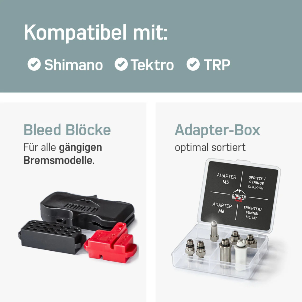 Borgen Entlüftungset PRO für SHIMANO, TEKTRO und TRP Scheibenbremsen